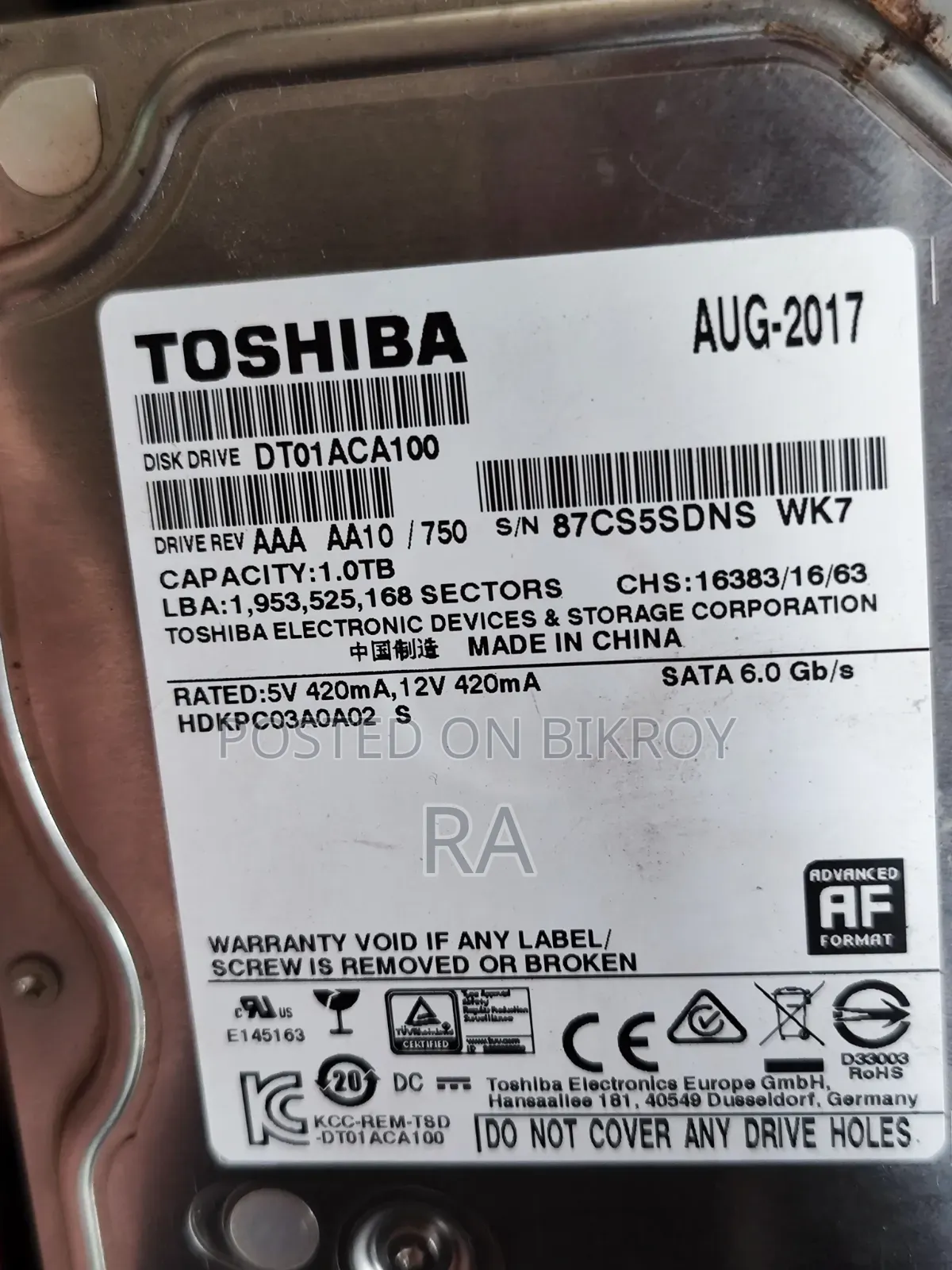 1tb Toshiba Hard Drive