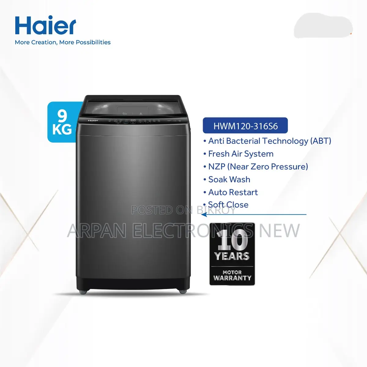 Attractive deals on Haier 9 Kg Top Loading Washing Machine!