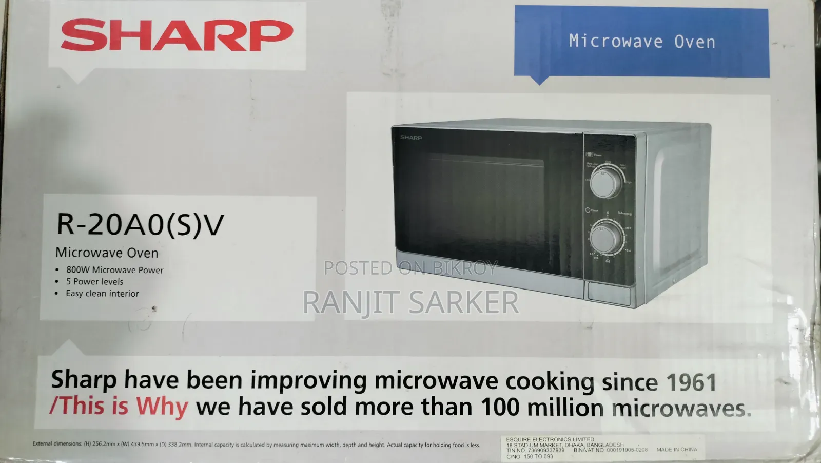 Sharp R20ao(S)V Microwave Oven, 20 Liters