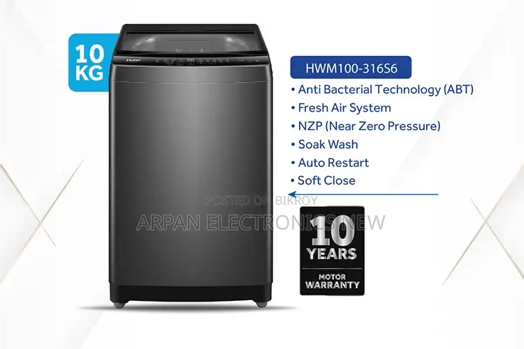 Hwm100-316s6 10 Kg Top Loading Washing Machine Haier and Emi