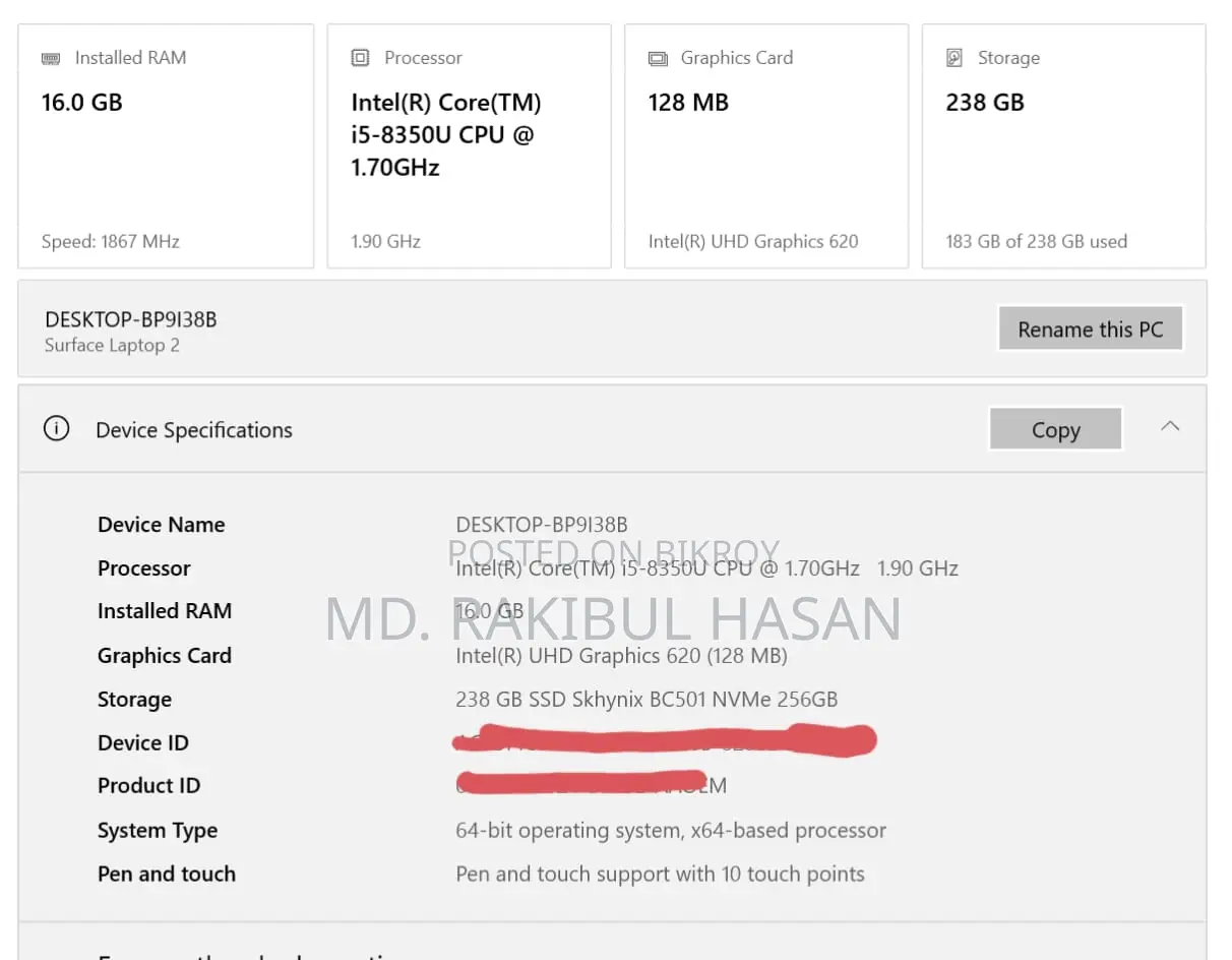 Laptop Microsoft Surface 2 16GB Intel Core I5 SSD 256GB