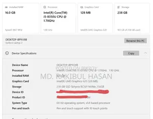 Laptop Microsoft Surface 2 16GB Intel Core I5 SSD 256GB