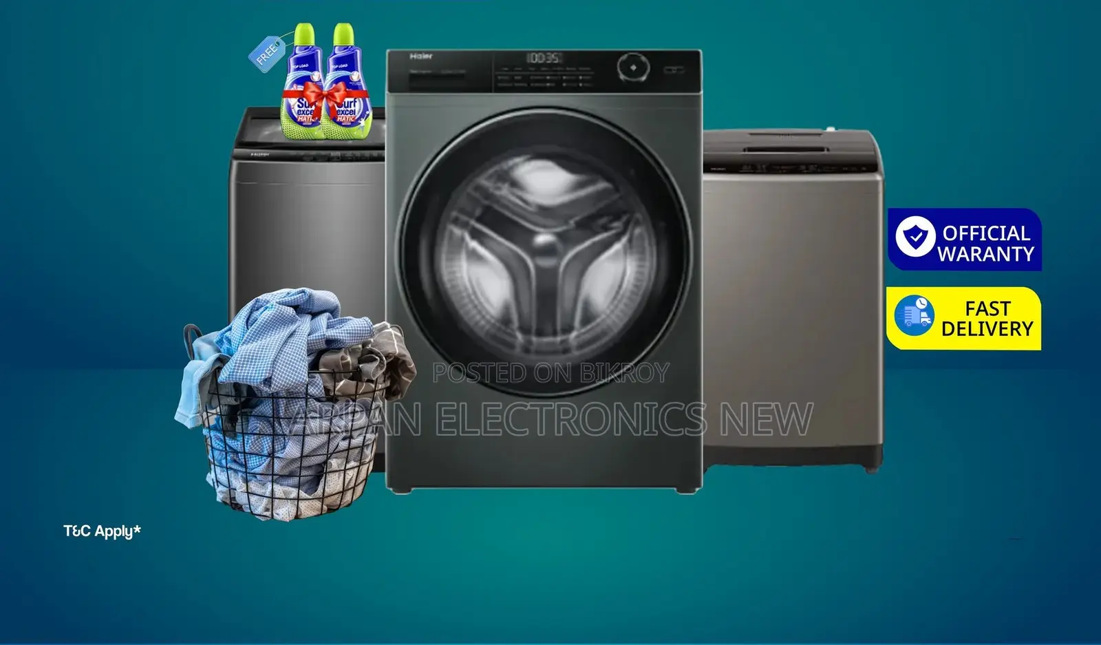Official Warranty Free Installation Haier 9 Kg Front Washing Machine