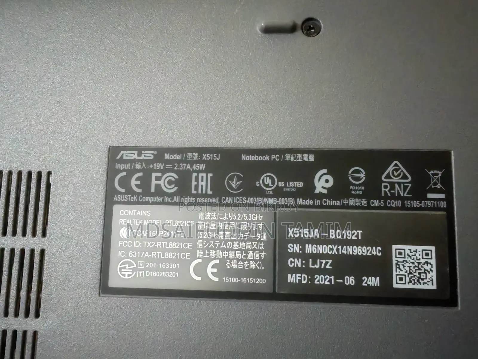 Laptop Asus VivoBook X540SA 4GB Intel Core I3 SSD 1T