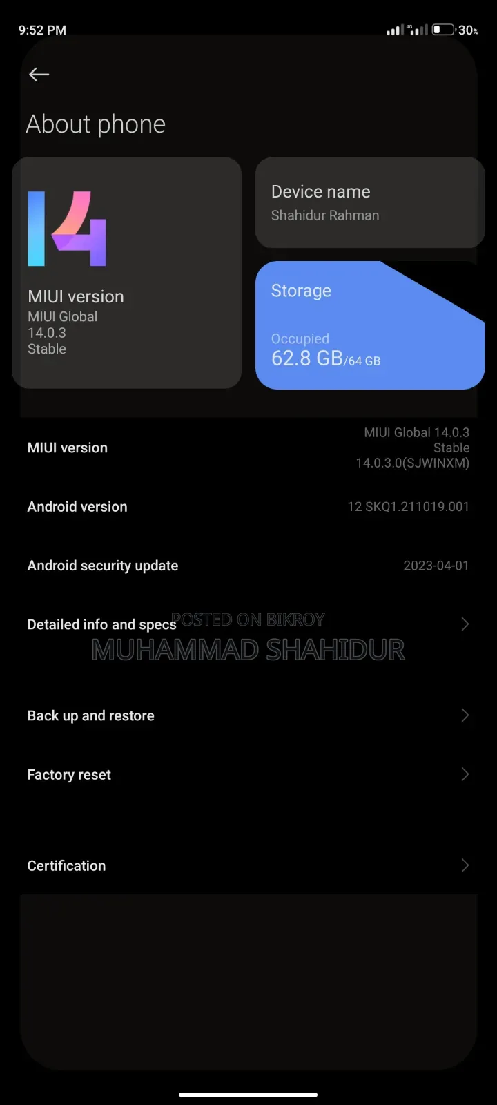 Xiaomi Redmi Note 9 64 GB Purple