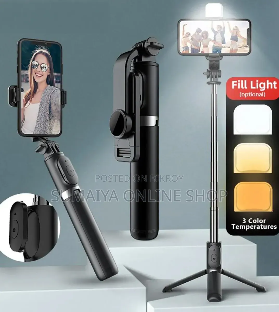 Q07 100cm Bluetooth Selfie Stick With Remote Control And Lightweight
