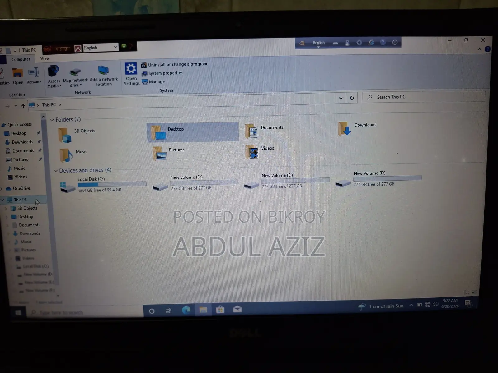 Laptop Dell Inspiron 15 3000 4GB Intel Core i5 HDD+SSD 1T