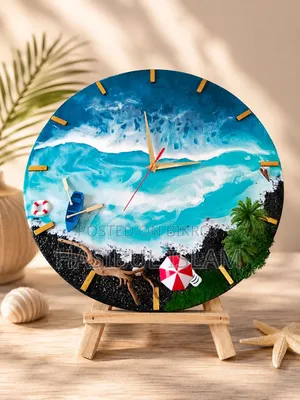 Resin Ocean Art. Resin Clock.