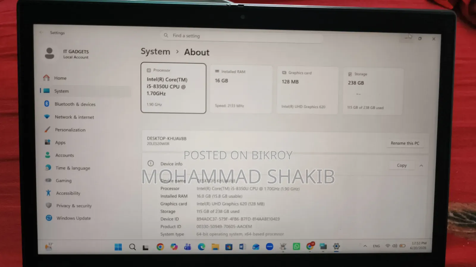 ল্যাপটপ লেনোভো থিংকপ্যাড এক্স১ কার্বন ১৬জিবি ইন্টেল কোর আই৫ এসএসডি ২৫৬জিবি