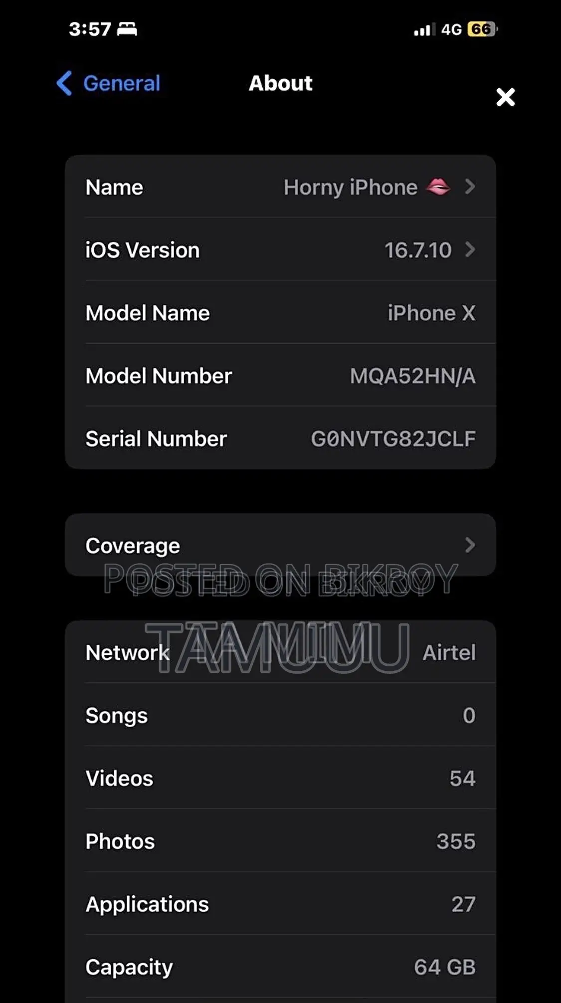 Apple iPhone X 64 GB Black