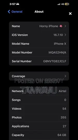Apple iPhone X 64 GB Black