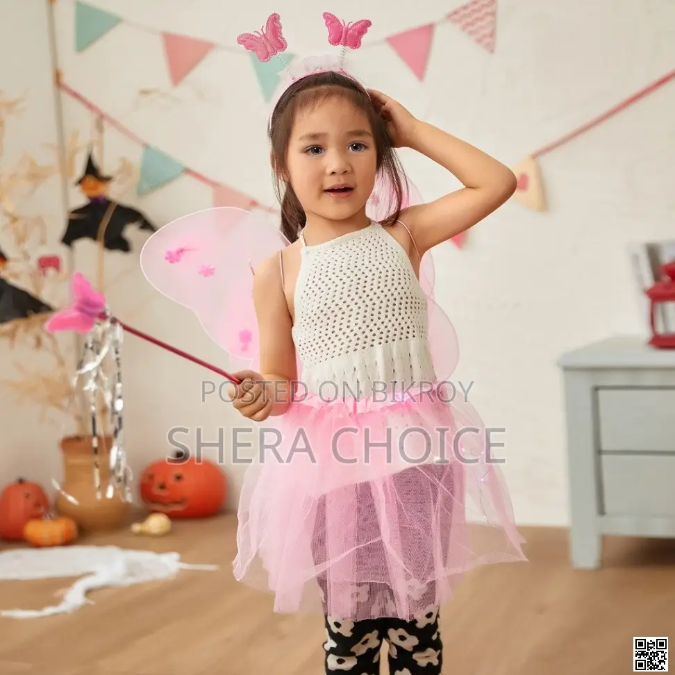 Butterfly Wings with Wand Headband for Party (3-Piece Fairy Costume)