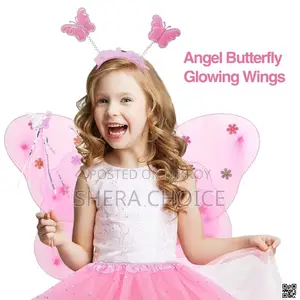 Butterfly Wings with Wand Headband for Party (3-Piece Fairy Costume)