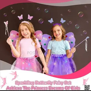 Butterfly Wings with Wand Headband for Party (3-Piece Fairy Costume)