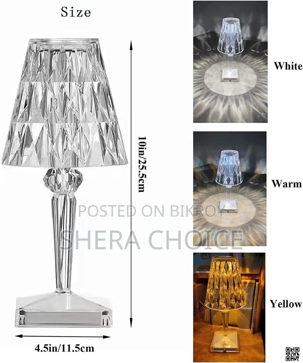 LED Crystal Diamond Table Lamp, Touch Lamp