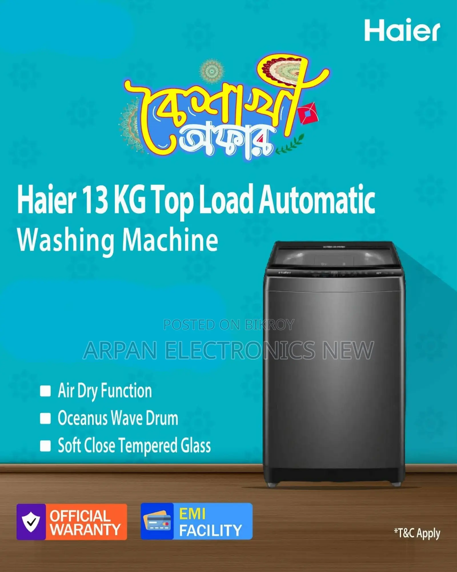 Haier 13 Kg Top Loading Washing Machine 12 Years Warranty Official