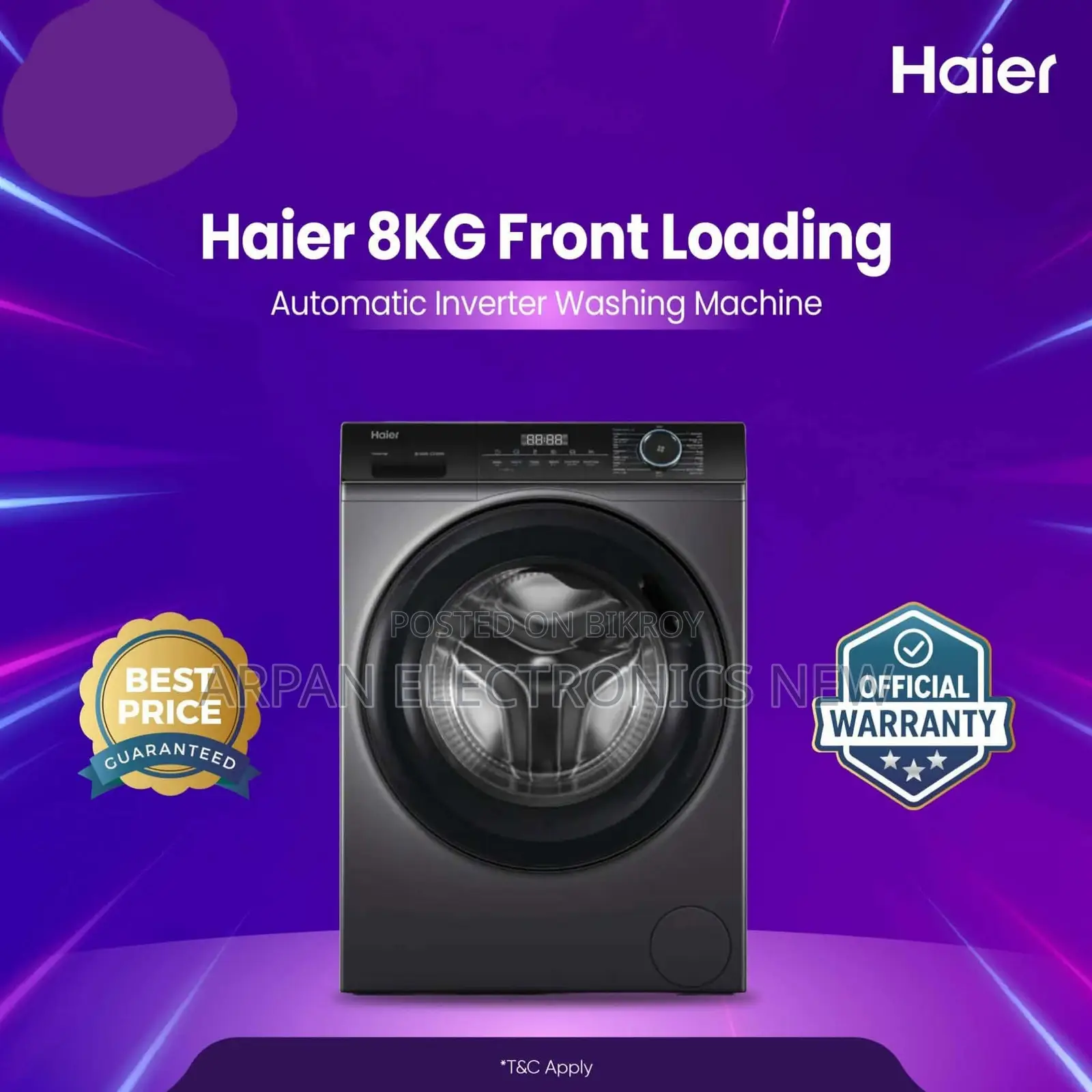 Haier 8 Kg Front Loading Washing Machine 12 Years Warranty Official