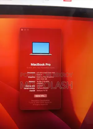 Laptop Apple MacBook Pro 2017 16GB Intel Core I7 SSD 256GB