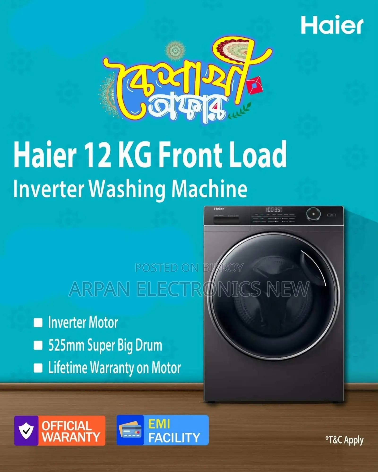 Haier Front Loading Washing Machine 12 Kg Warranty 12 Years