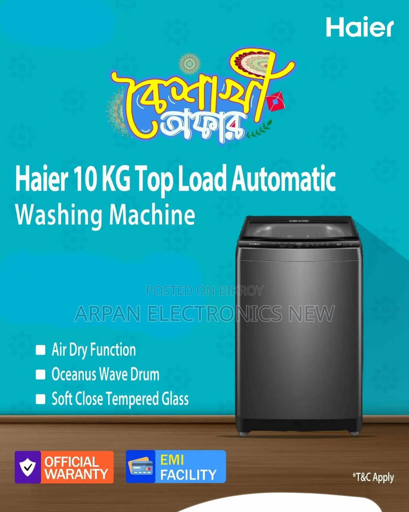 Easy EMI Facility Haier Top Loading Washing Machine 10 Kg