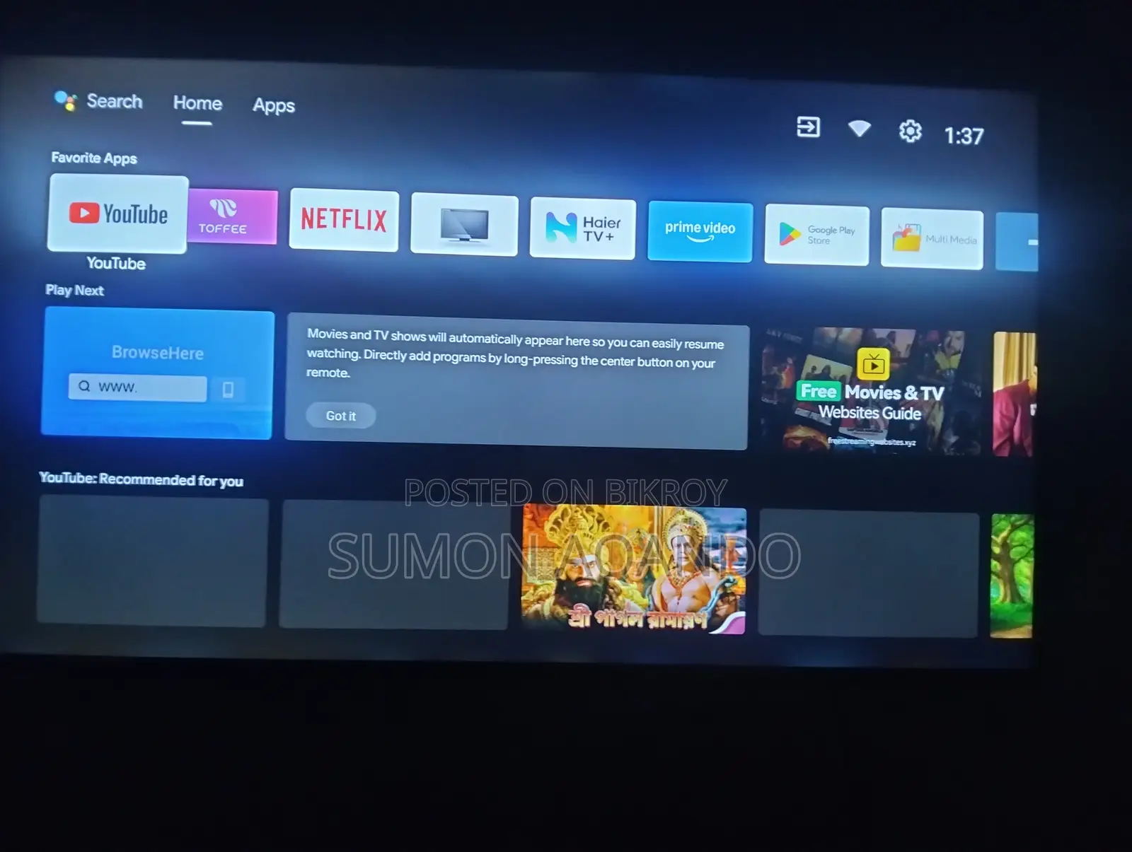 Haier 43′′ 4k Smart Tv (Excellent Condition) – Urgent Sale