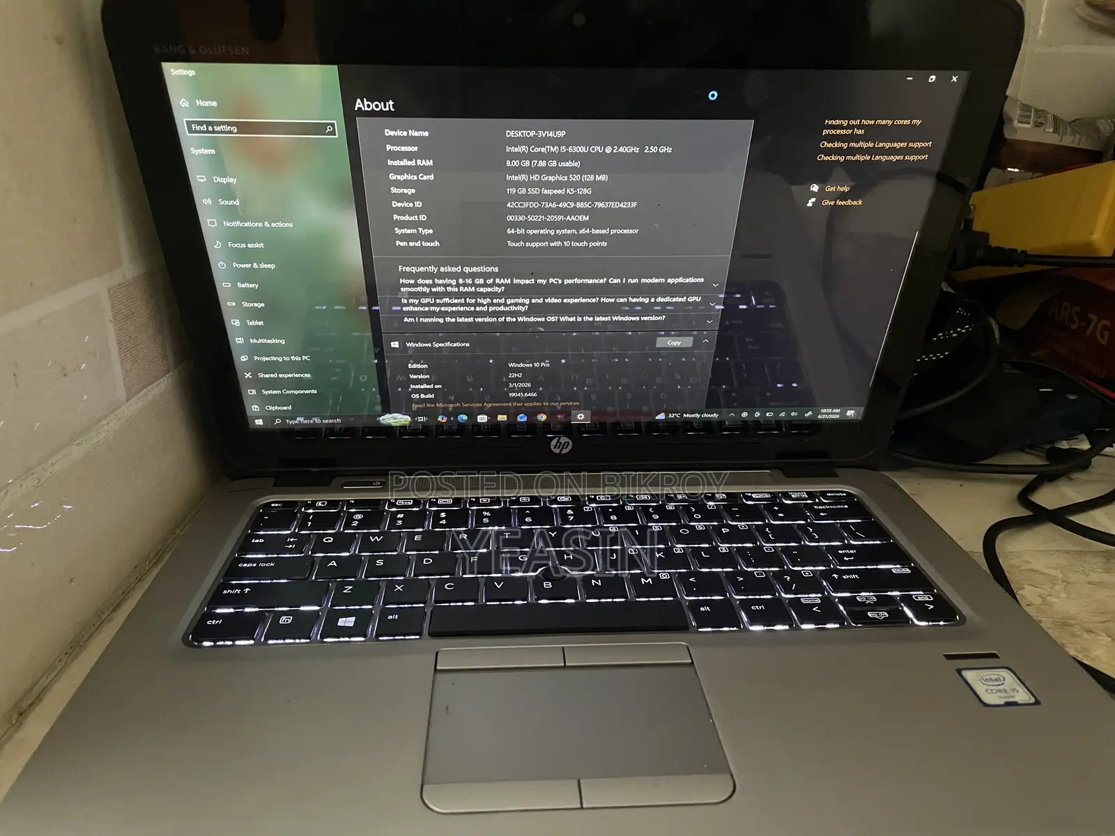 Laptop HP EliteBook 820 G3 8GB Intel Core I5 SSD 128GB