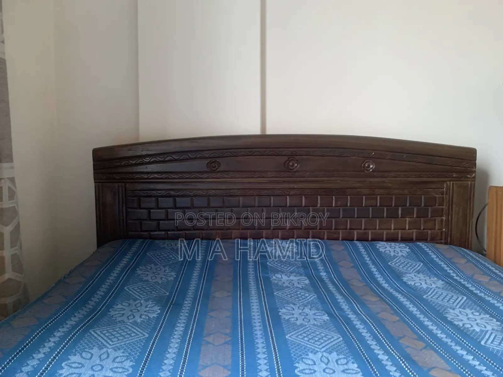 Semi Bed (4.5 x 7 feet), Mattress and Pillow, and 3-Seater Regal Sofa.