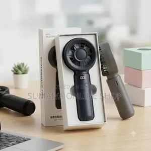 Compact Smart Hand Fan With Digital Speed Indicator  100-speed