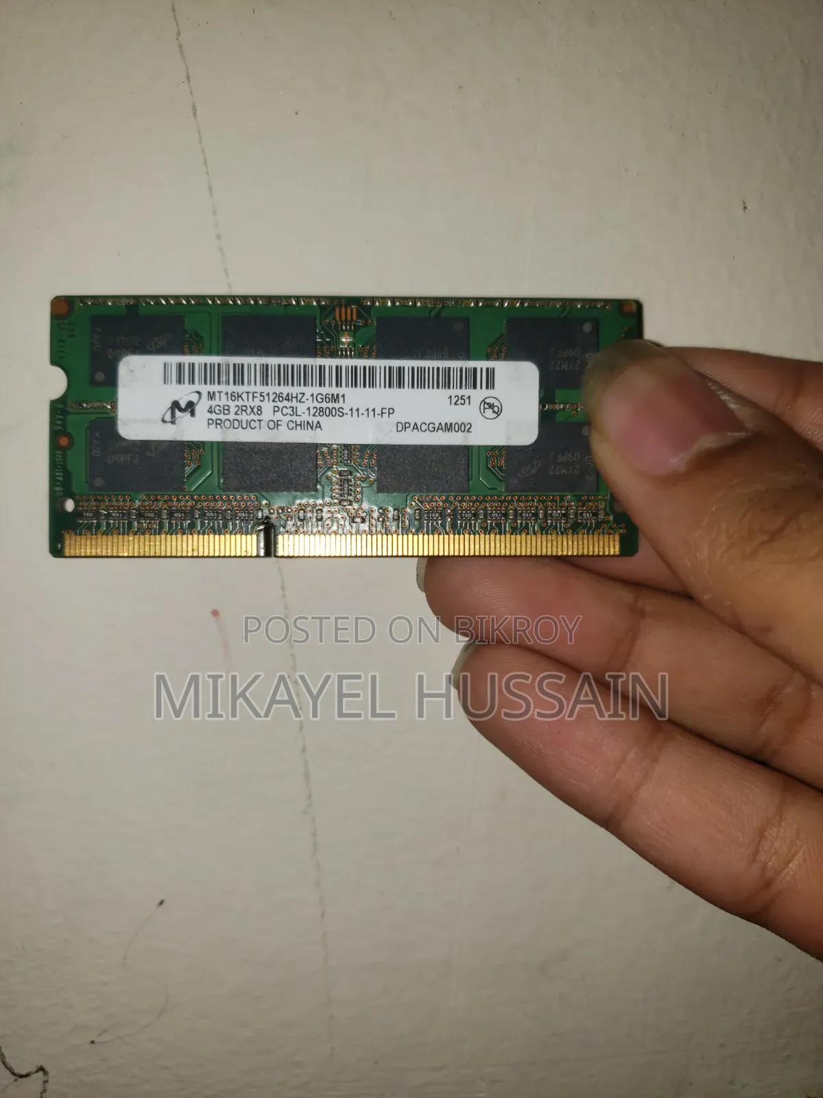 Samsung 4GB DDR3 1600MHz Laptop RAM