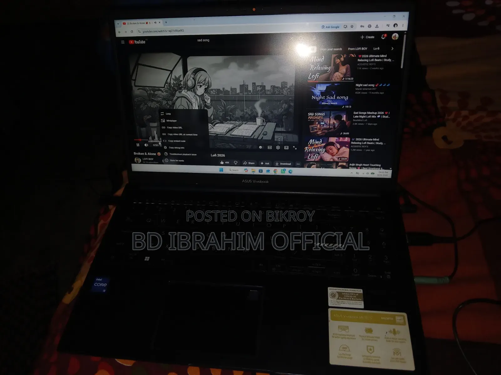 Laptop Asus VivoBook X540SA 8GB Intel Core i3 SSHD+SSD 512GB