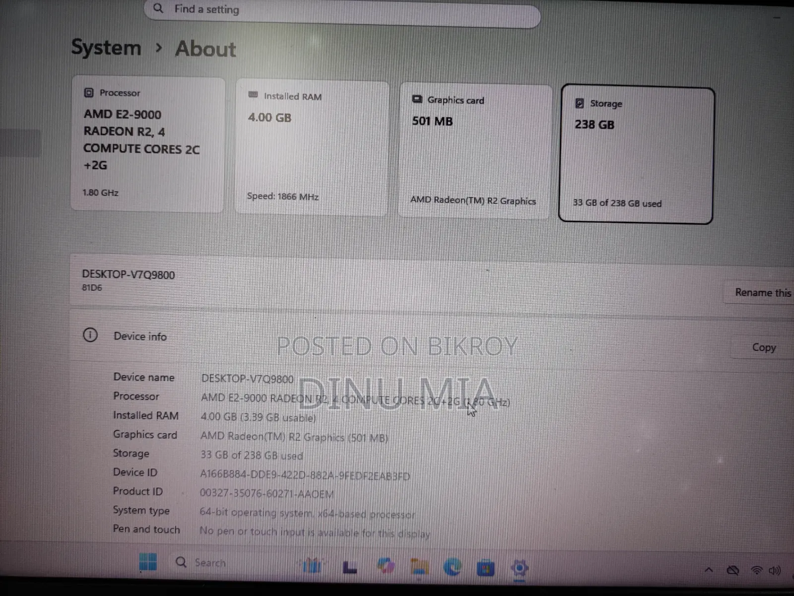 Laptop Lenovo IdeaPad 330 4GB AMD SSD 256GB