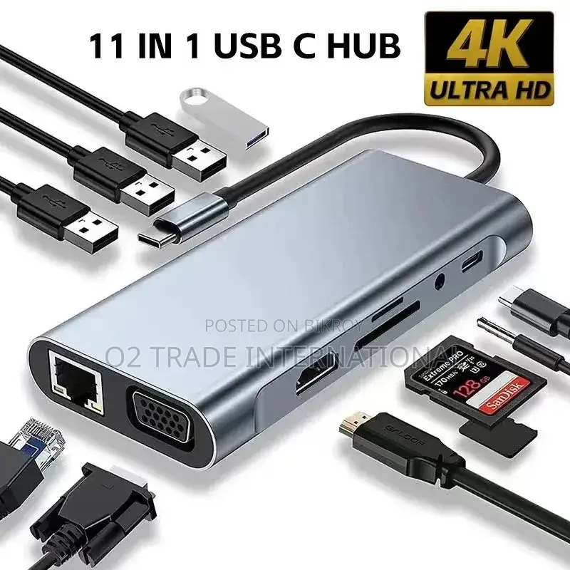 11 in 1 USB-C Hub 1000Mbps Docking Station With HDMI VGA PD