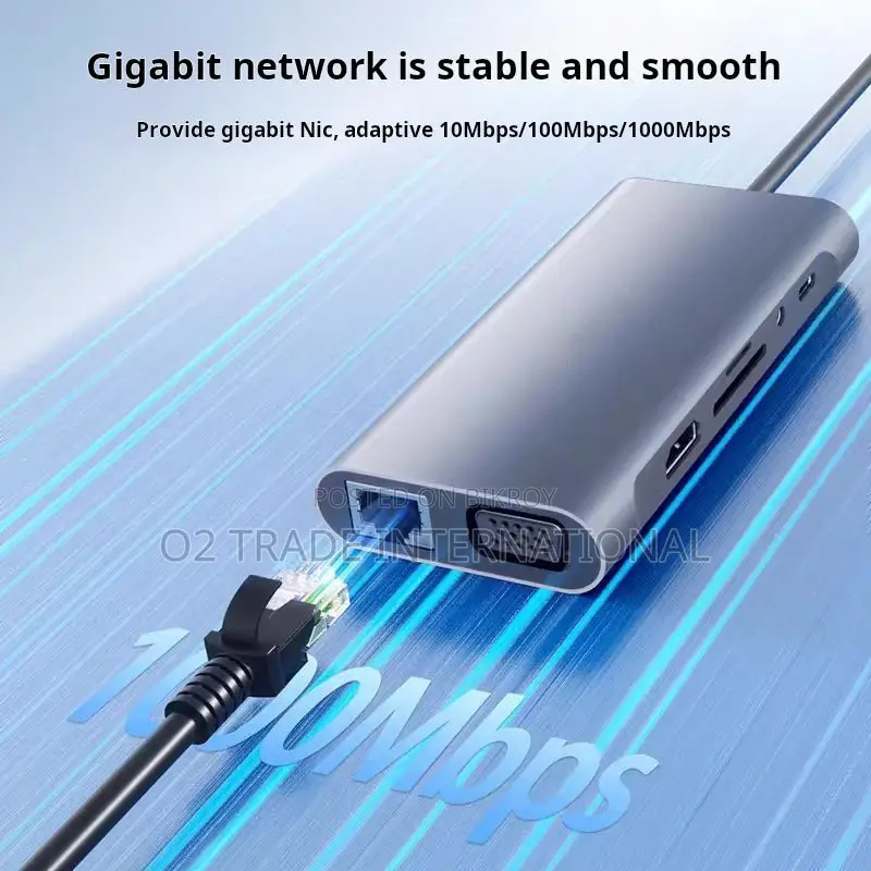 11 in 1 USB-C Hub 1000Mbps Docking Station With HDMI VGA PD
