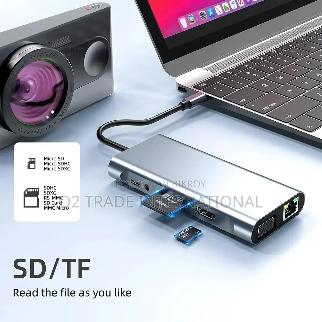 11 in 1 USB-C Hub 1000Mbps Docking Station With HDMI VGA PD