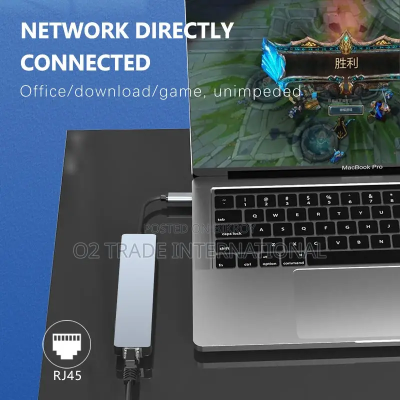 8-in-1 Gigabit RJ45 Type-C Hub with HDMI, 87W PD, USB 3.0, SD/TF