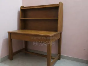 Wooden Study Table With Bookshelf
