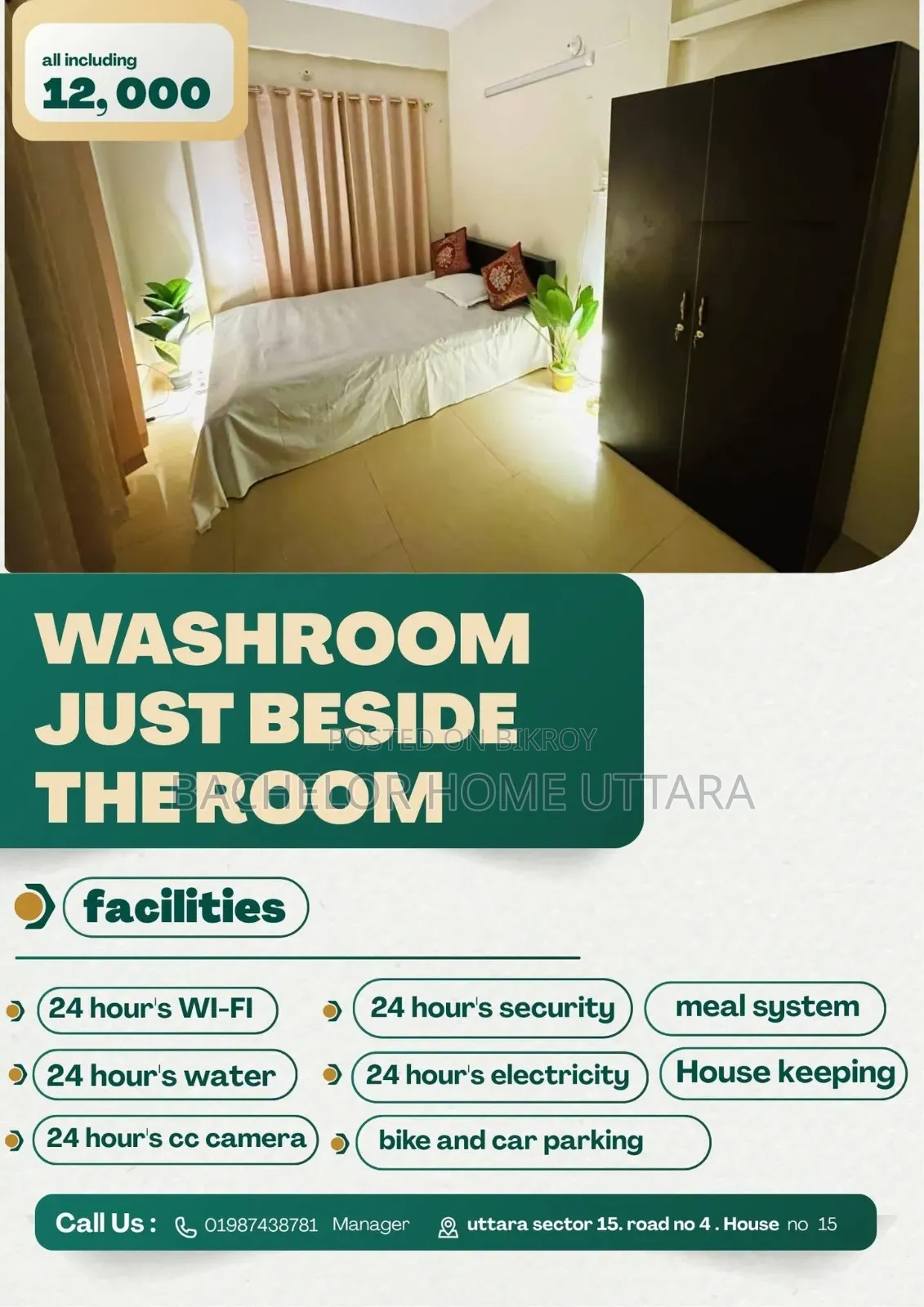 Full Furnished Bachelor Room Rent