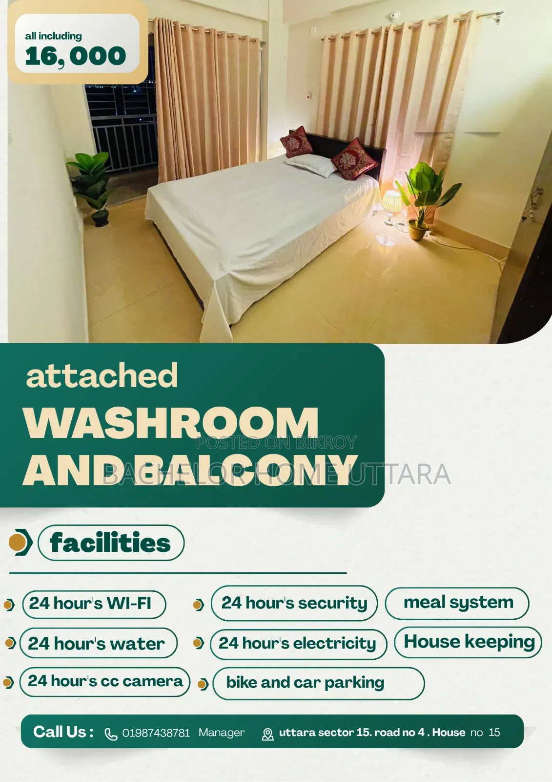 Full Furnished Bachelor Room Rent