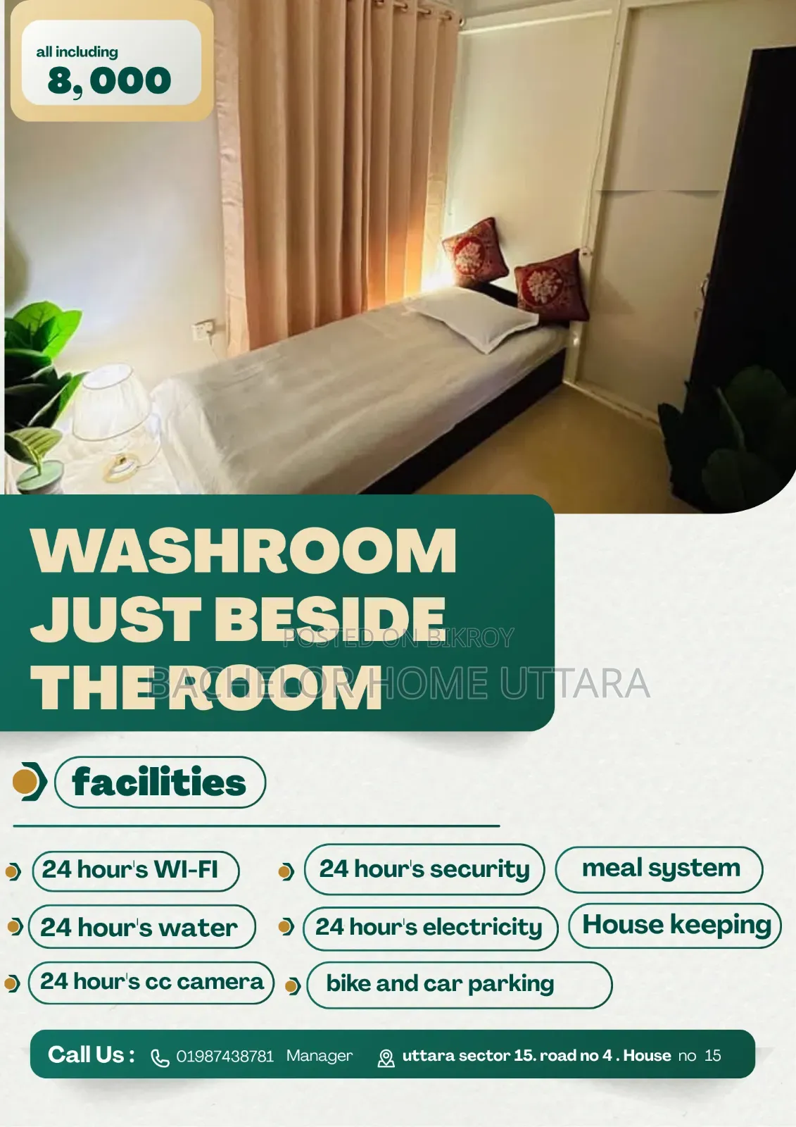 Full Furnished Bachelor Room Rent