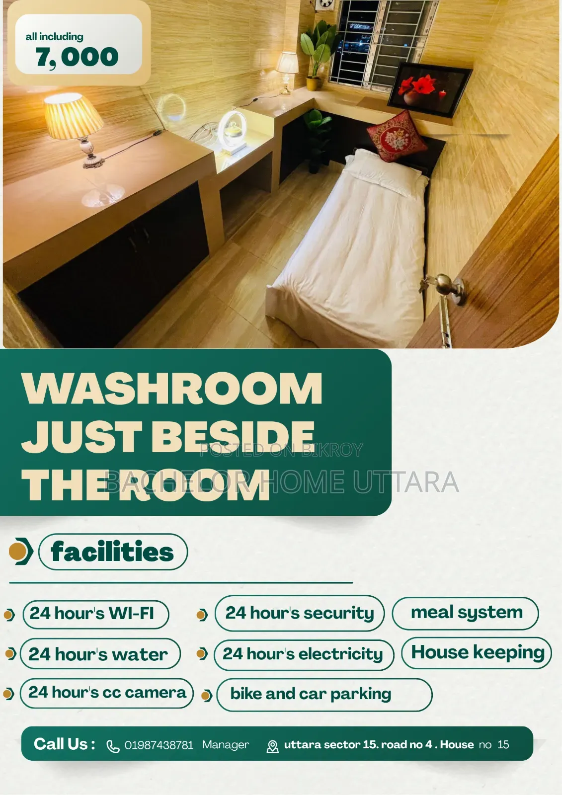 Full Furnished Bachelor Room Rent