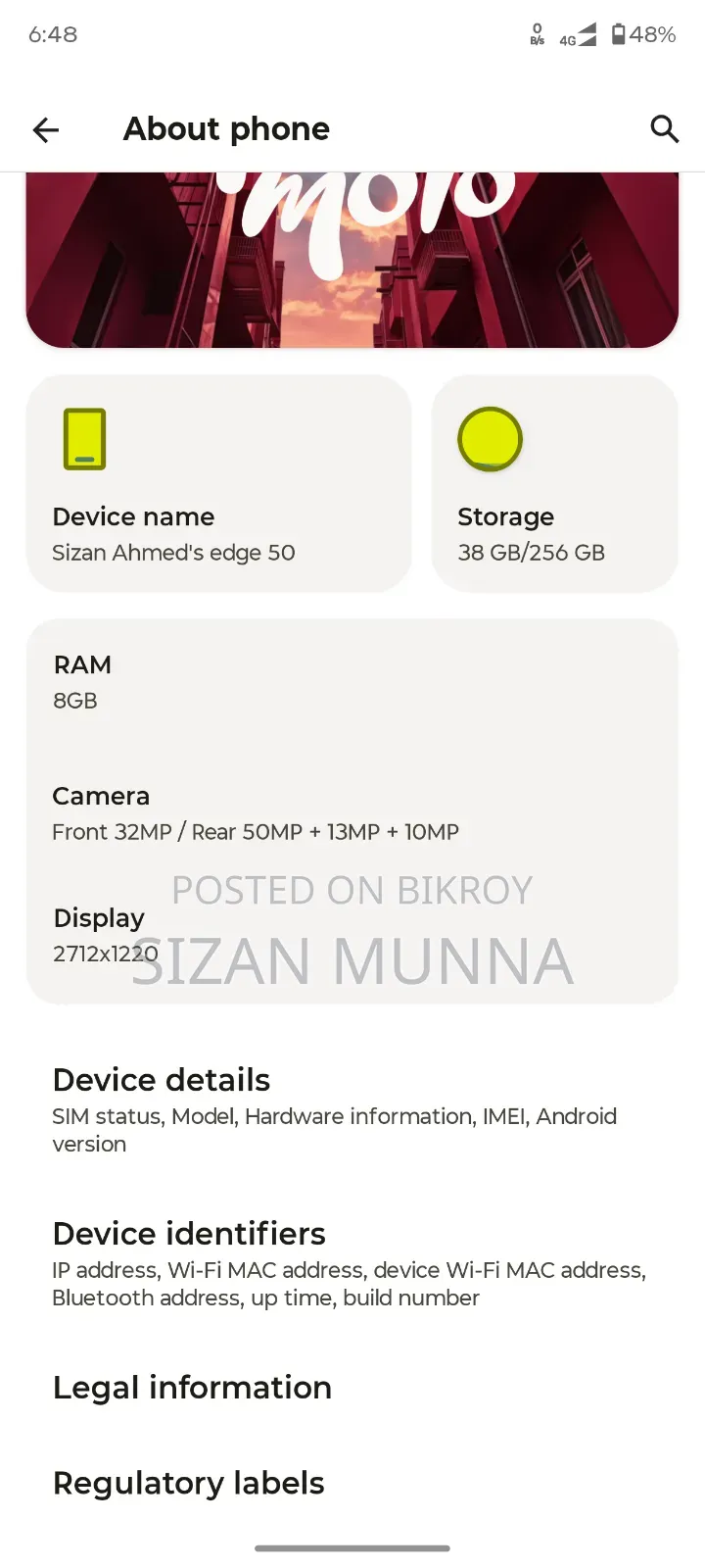 Motorola Edge 50 256 GB Yellow