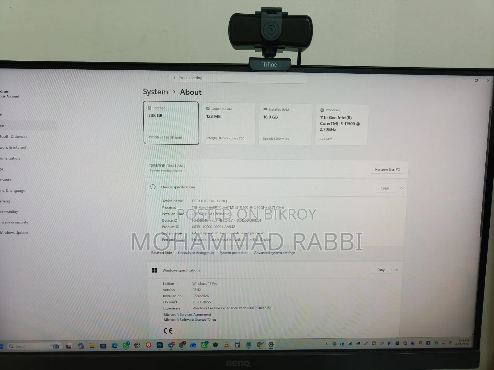 Desktop Computer 16GB Intel Core i5 SSD 256GB