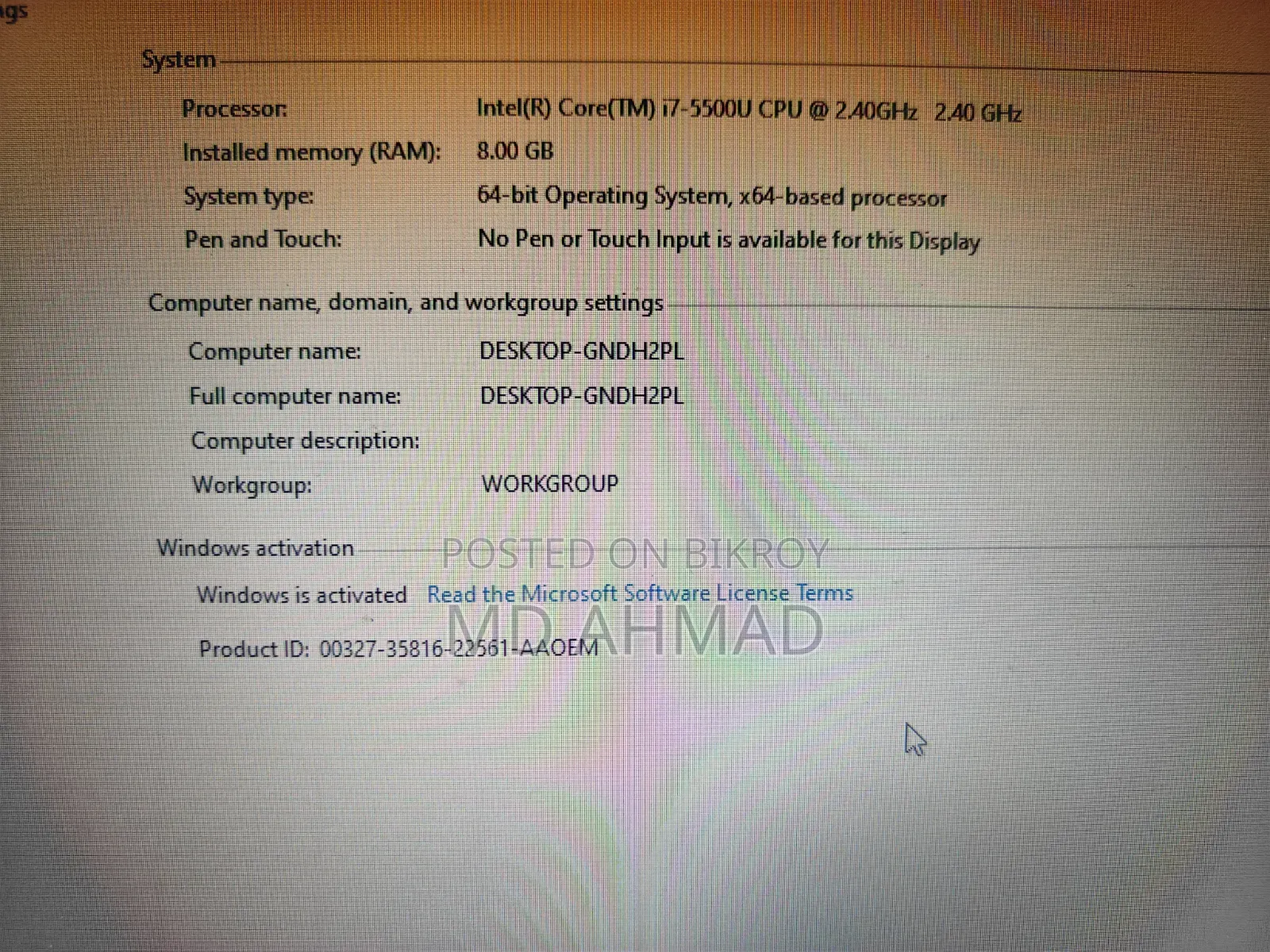 Laptop Lenovo 8GB Intel Core i7 SSD 256GB