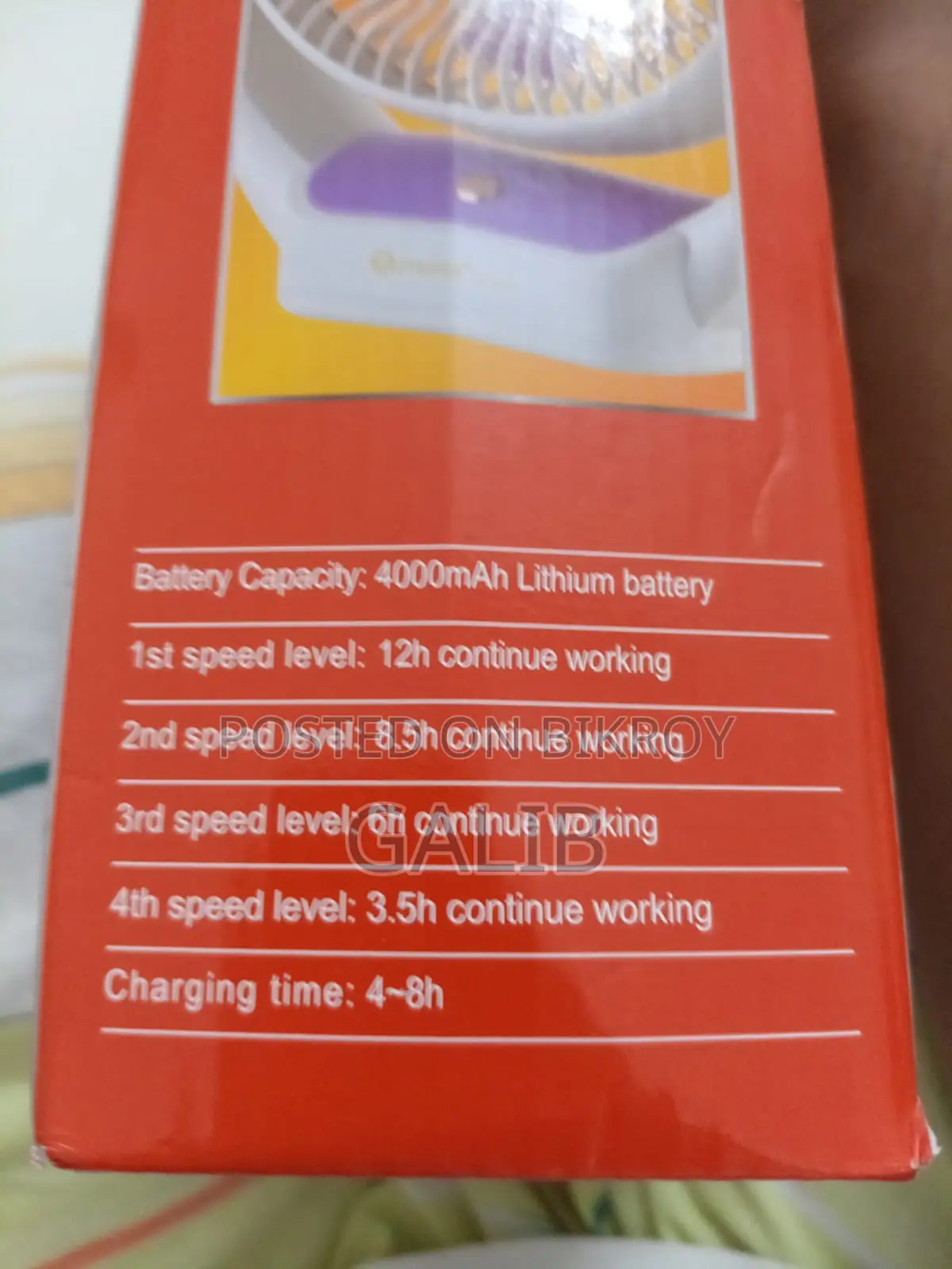 12 HRS Heavy Duty Rechargeable Fan