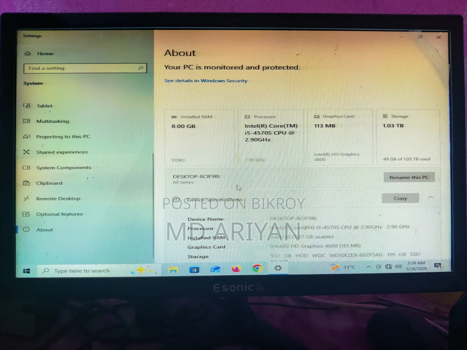 Desktop Computer Asus 8GB Intel Core M SSD 1T