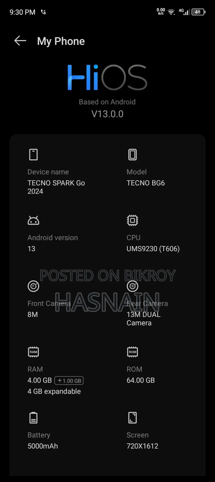 Tecno Spark Go 64 GB Silver