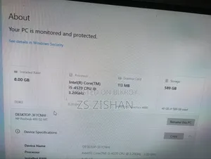 Desktop Computer HP 290 G4 All-in-One 8GB Intel Core I5 SSD 640GB