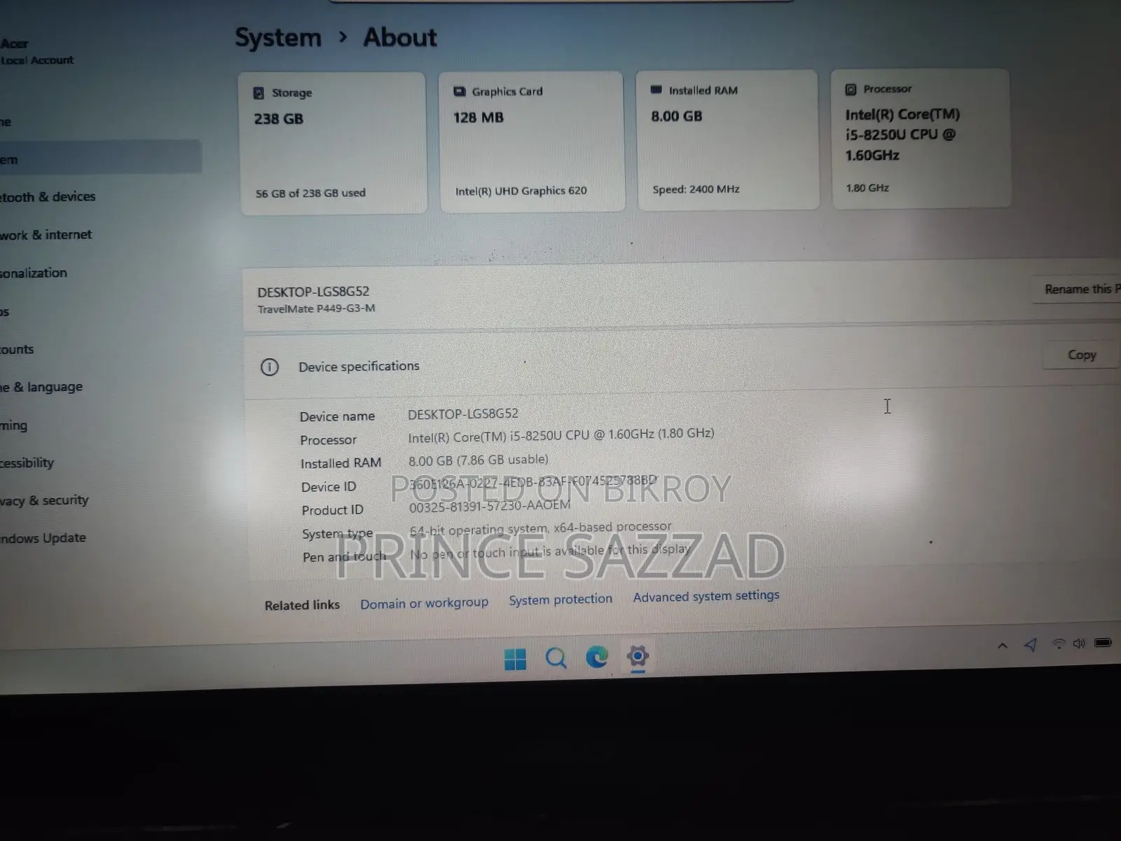 Laptop Asus 8GB Intel Core I5 256GB SSD