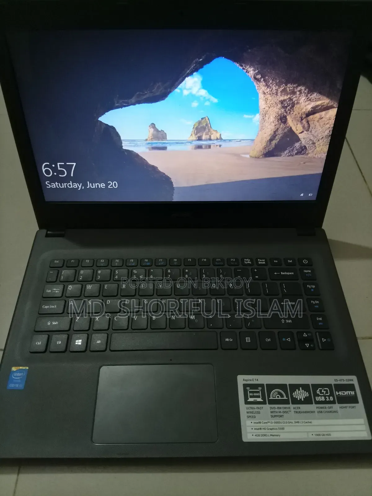 Laptop Acer Aspire E5-473 8GB Intel Core i3 SSD 128GB