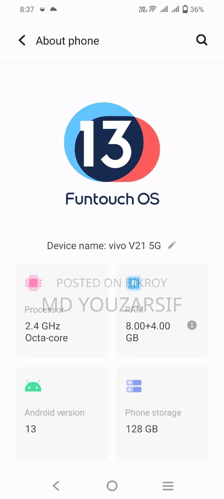 Vivo V21 128 GB Purple
